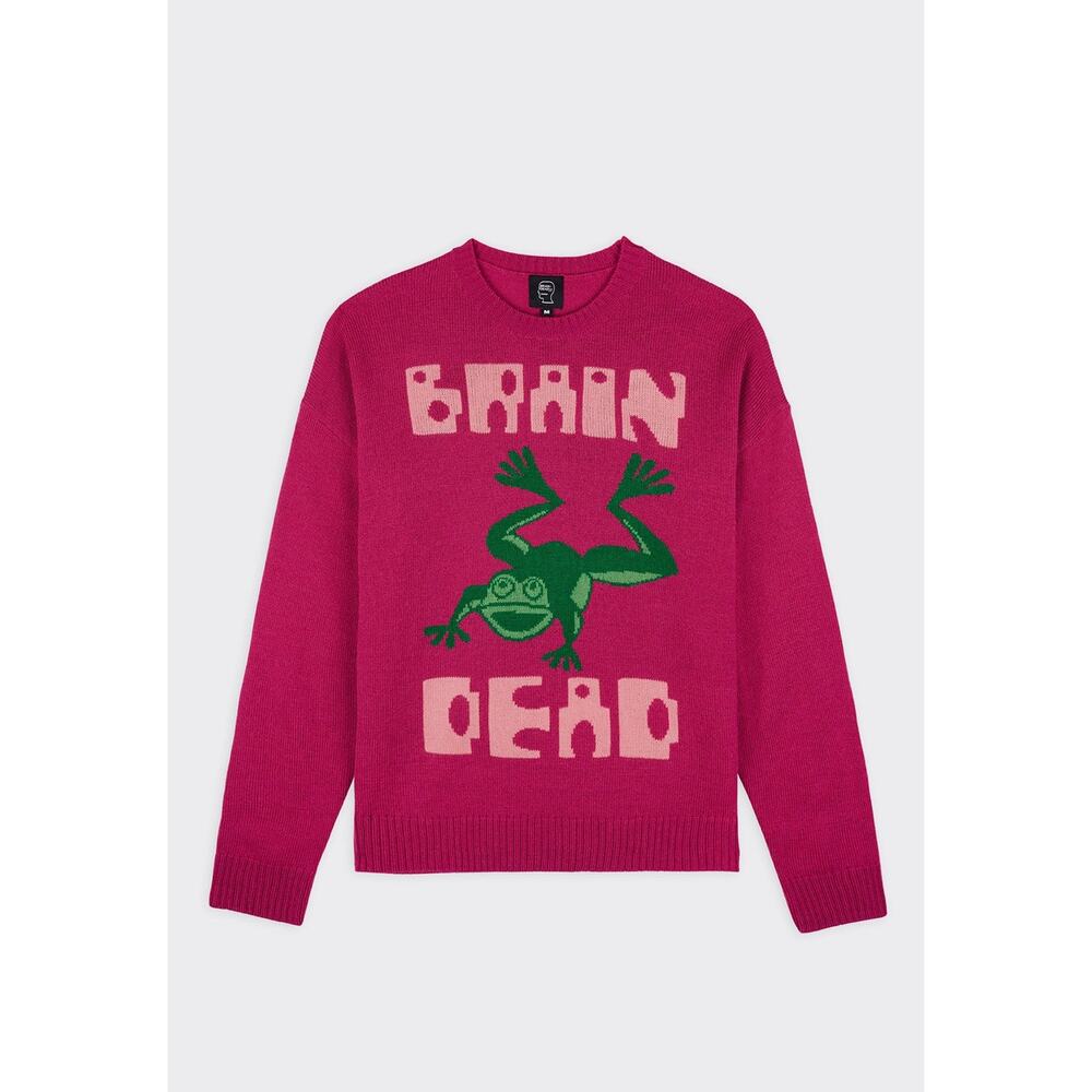 Brain Dead Frogger Acrylic Sweater - XS - Pink